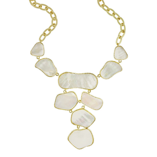 "Waves" White Mother of Pearl Statement Necklace